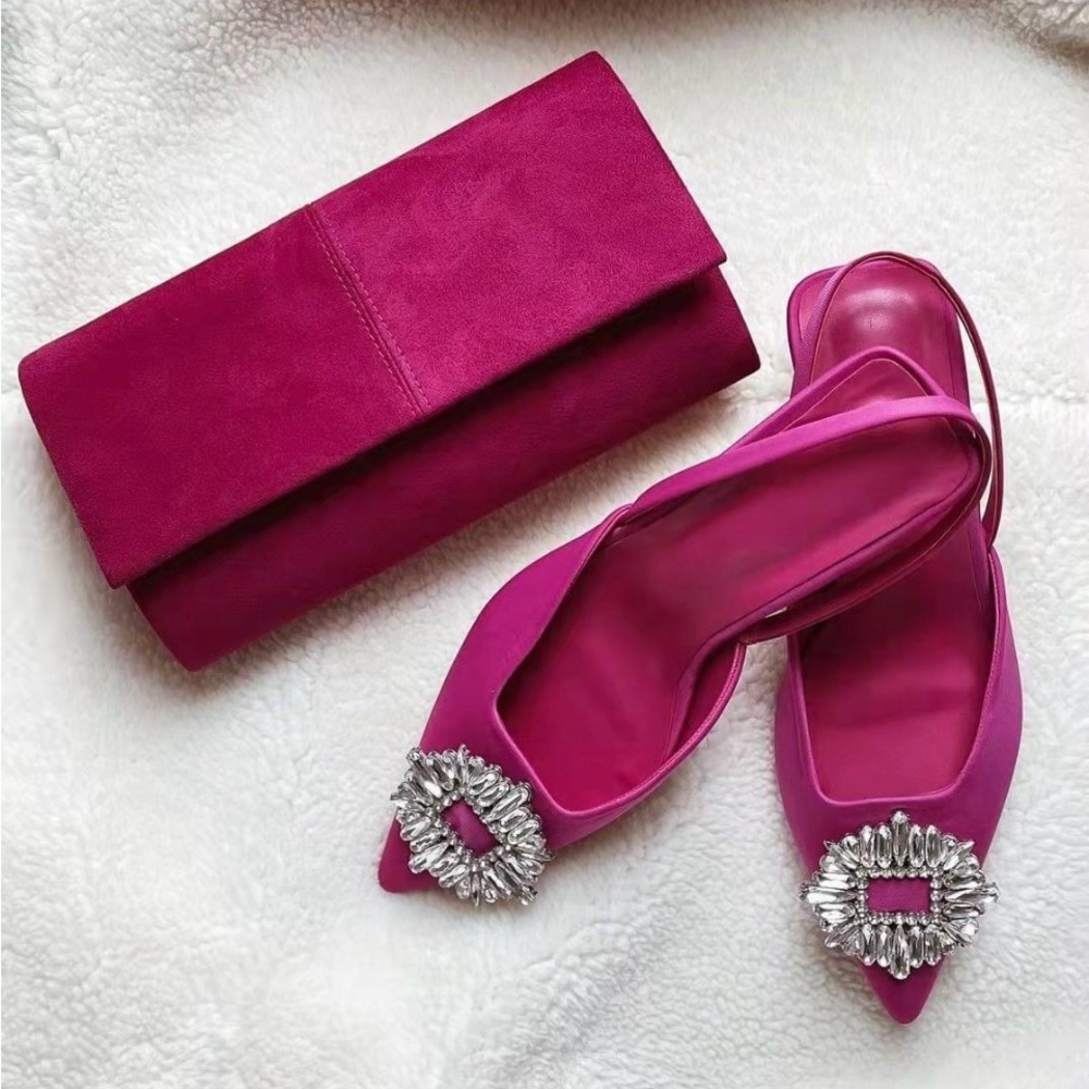 Ava & Lina Magenta Micro Suede Flap Clutch 5" x 12" x 2" - Picture 4 of 13